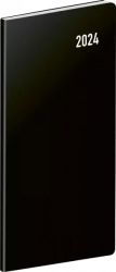 Kapesní diář Černý 2024, plánovací měsíční, 8 × 18 cm