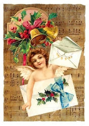 Pohled-Vánoce,holčička a dva dopisy