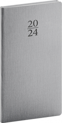 Kapesní diář Capys 2024, stříbrný, 9 × 15,5 cm