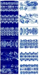 Smršťovací dekorace na vejce 12 ks, modro-bílé vzory
