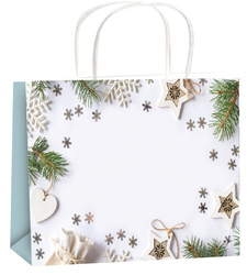 Taška vánoční dárková s glitry  hvězdy