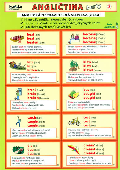 Angličtina karty 2 - nepravidelná slovesa (lamino)